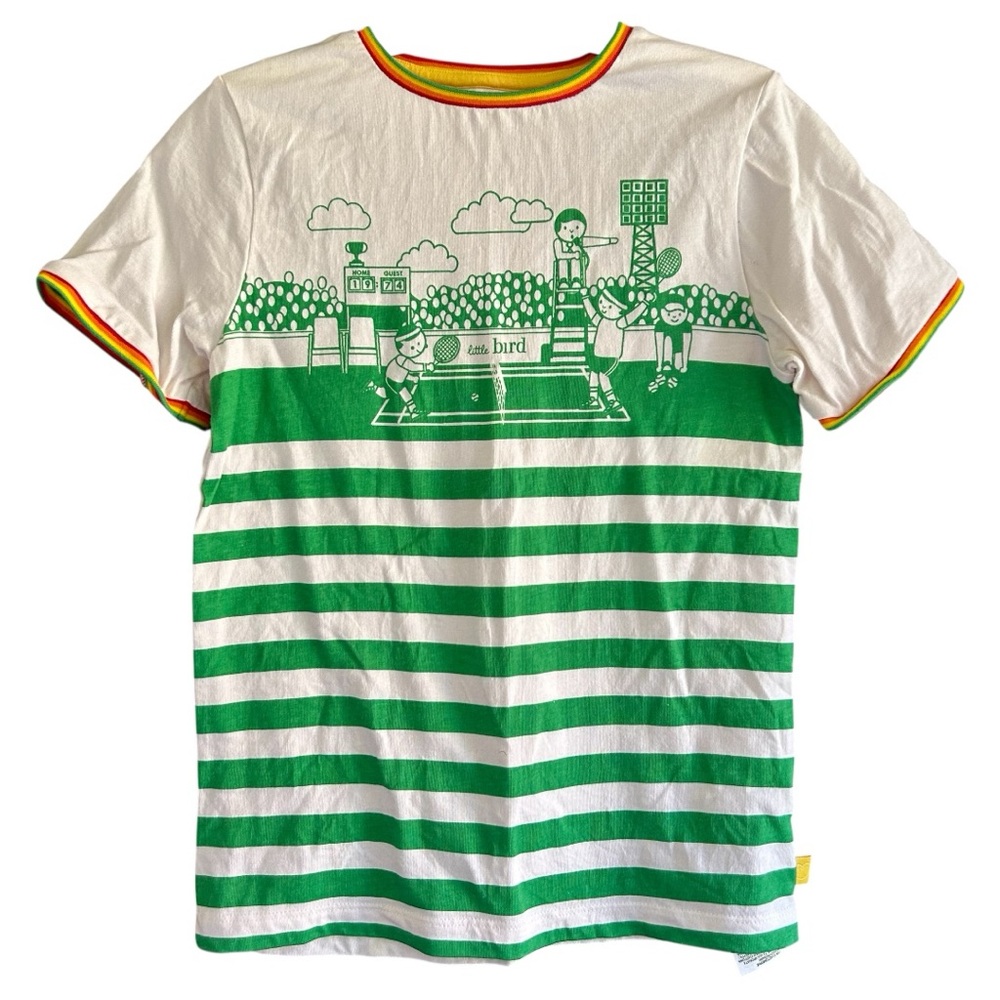 Little Bird By Jools Oliver size 7-8 tennis match green print top - worn once